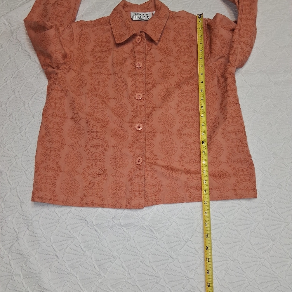KEREN hart  Vintage Coral Textured Blouse Size M - Picture 15 of 16